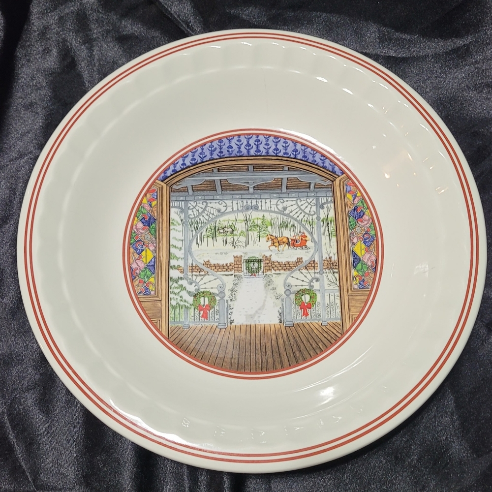Vintage 2000 Watkins Fireside French Apple Pie Christmas Pie Plate~Decorative